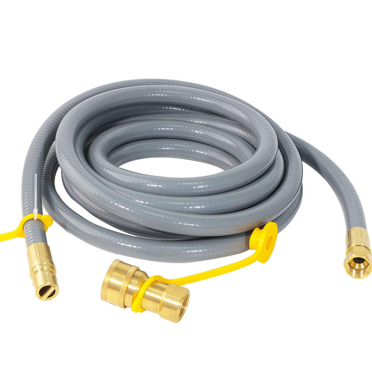 3/8" X 12FT Grey Rubber Hose w/ 3/8" QC End x 3/8" FL End