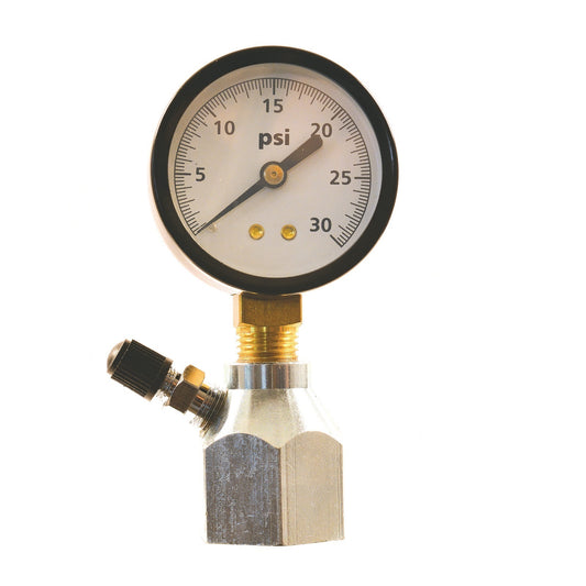 3/4" FPT Test Block W/0-30PSI Gauge & Valve Stem